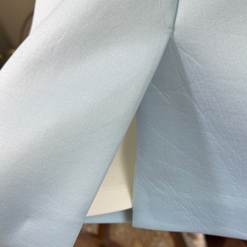 NWOT Scuba Sleeveless Nero Jatin Varma Light Blue White Ruffle Midi Dress - Picture 8 of 10